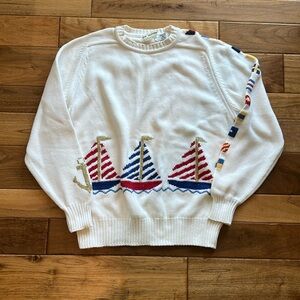 Vtg R.B. Collections sailboat fisherman core sweater